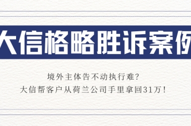 大信格略胜诉案例⑥：境外主体告不动执行难？大信帮客户从荷兰公司手里拿回31万！